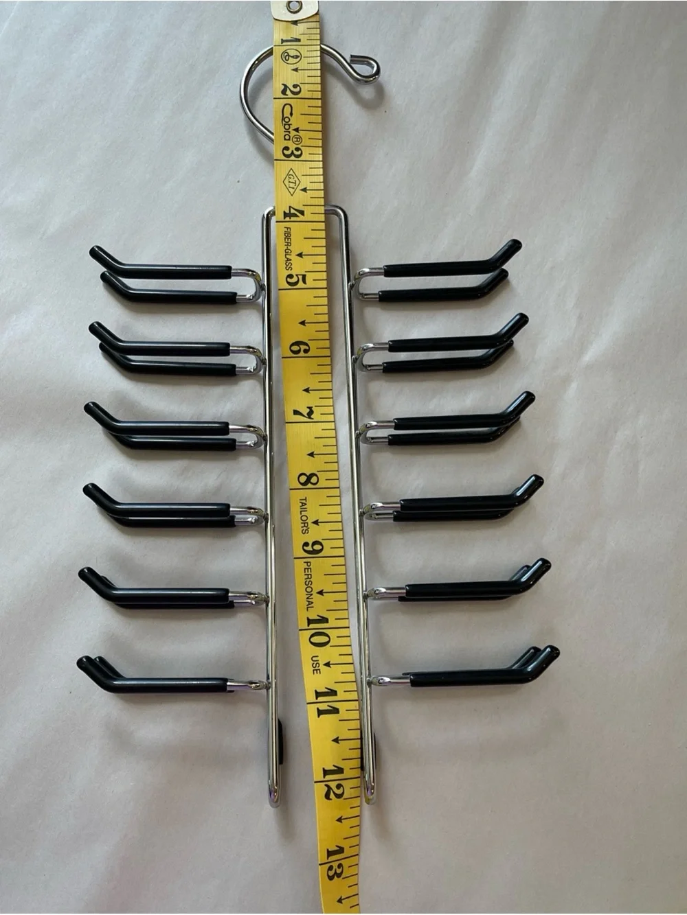 Multi-Tier Metal Scarf, Ties & Belt Hanger - Black Accent Hooks
